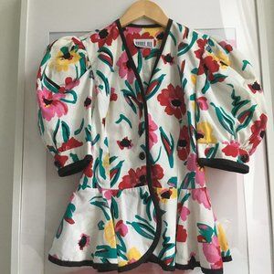 Robbie Bee GORGEOUS Painter's Floral Cotton Peplum